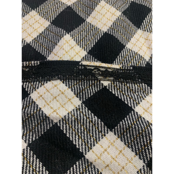 Vintage 70s Black White Check Plaid Maxi Skirt Handmade Tartan Medium Large - Picture 10 of 10
